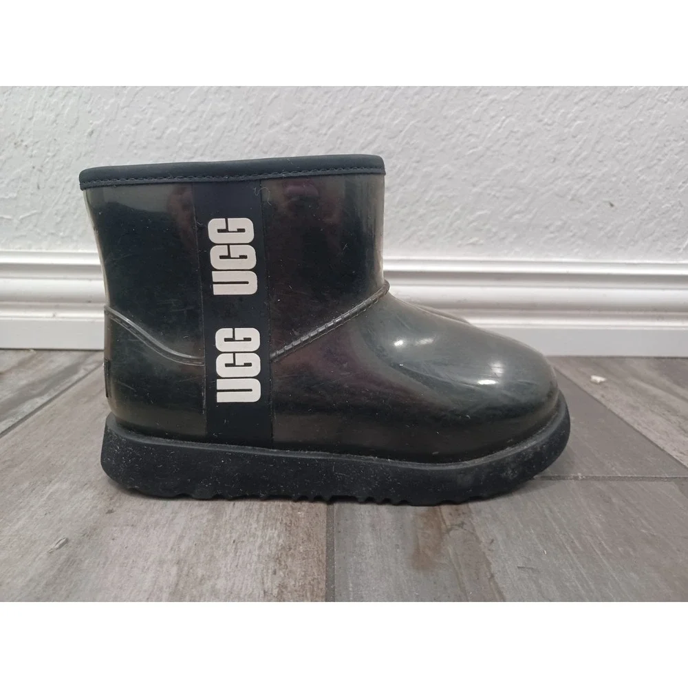 Classic Clear Mini IIWaterproof Slip On Ankle Rain Winter Black Boots Kids Sz 1